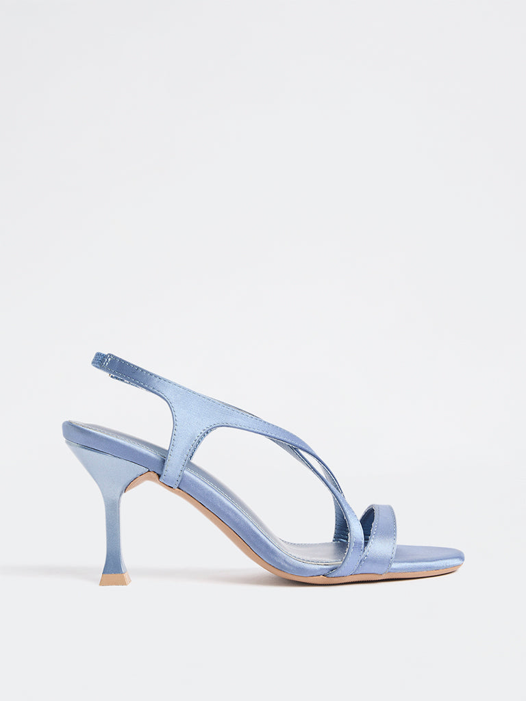 Women’s Sky Blue Slingback Heels – Elegant Open Toe Mid Stiletto Sandals