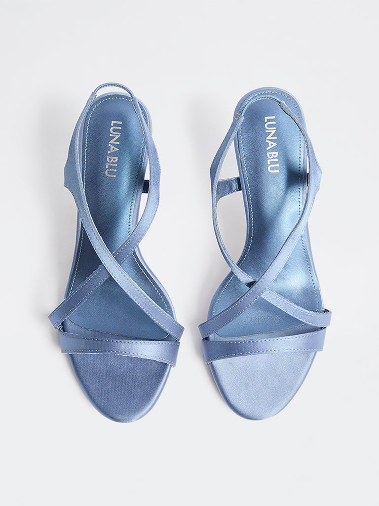 Women’s Sky Blue Slingback Heels – Elegant Open Toe Mid Stiletto Sandals